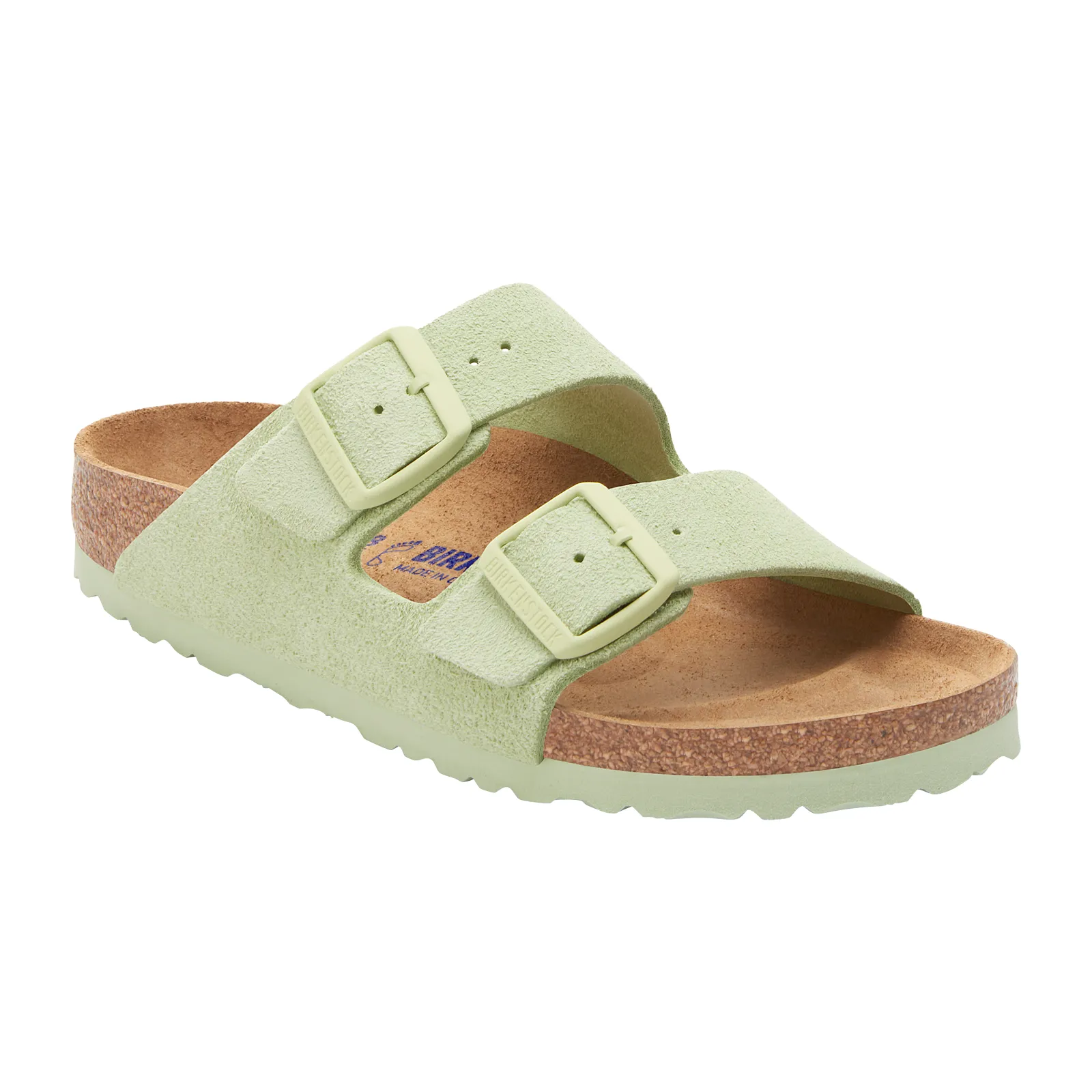 Birkenstock Arizona Soft Footbed Slide Sandal (Women) - Faded Lime Suede