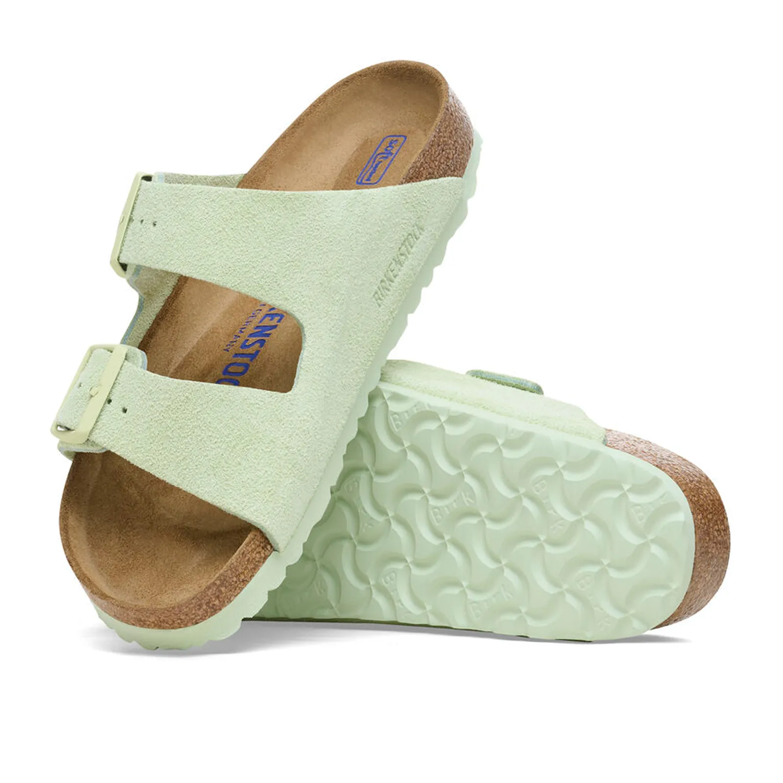 Birkenstock Arizona Soft Footbed Slide Sandal (Women) - Faded Lime Suede