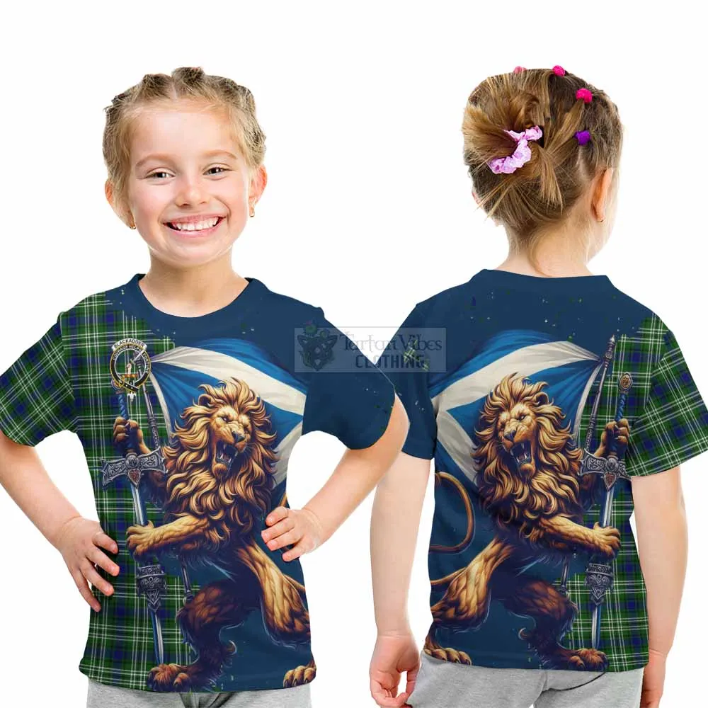 Blackadder Tartan Family Crest Kid T-Shirt with Scottish Majestic Lion