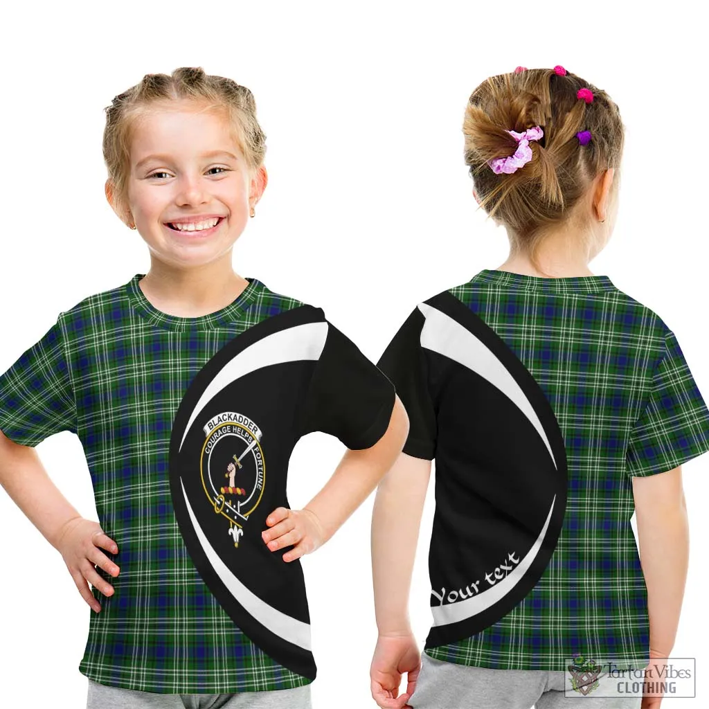 Blackadder Tartan Kid T-Shirt with Family Crest Circle Style