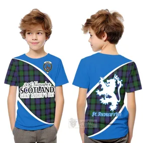 Blair Family Crest Tartan Kid T-Shirt Celebrate Saint Andrew's Day in Style