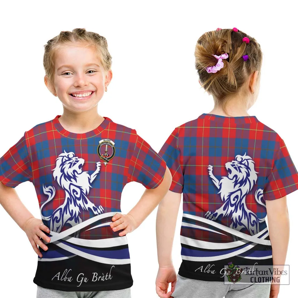 Blane Tartan Kid T-Shirt with Alba Gu Brath Regal Lion Emblem