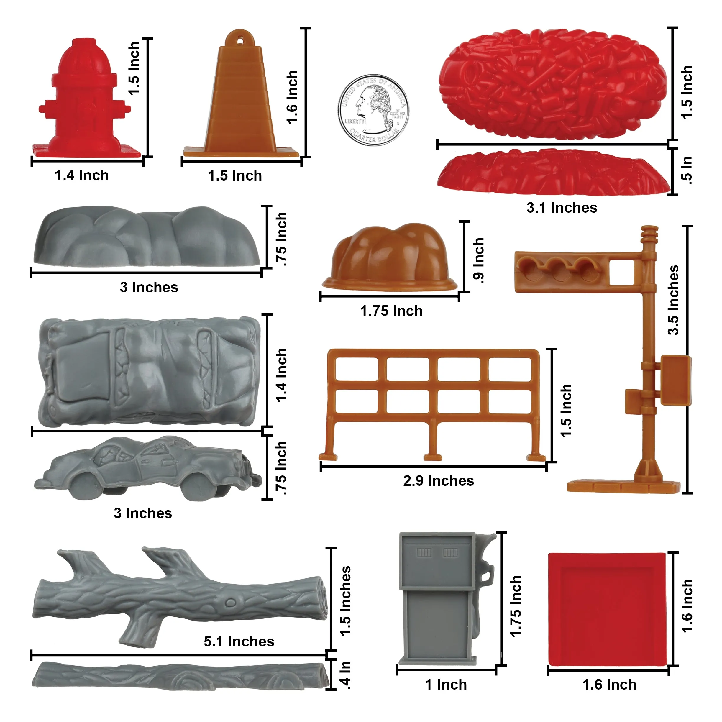 BMC Classic PPC City Street Accessories - 30pc Plastic Army Men Playset