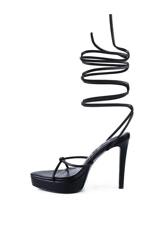 Bondage High Heel Lace Up Sandals by Blak Wardrob