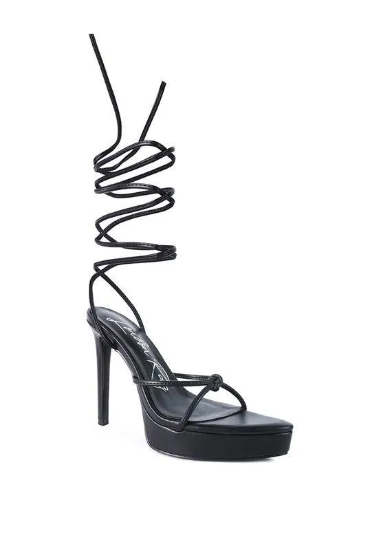 Bondage High Heel Lace Up Sandals by Blak Wardrob