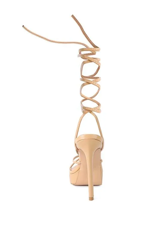 Bondage High Heel Lace Up Sandals by Blak Wardrob