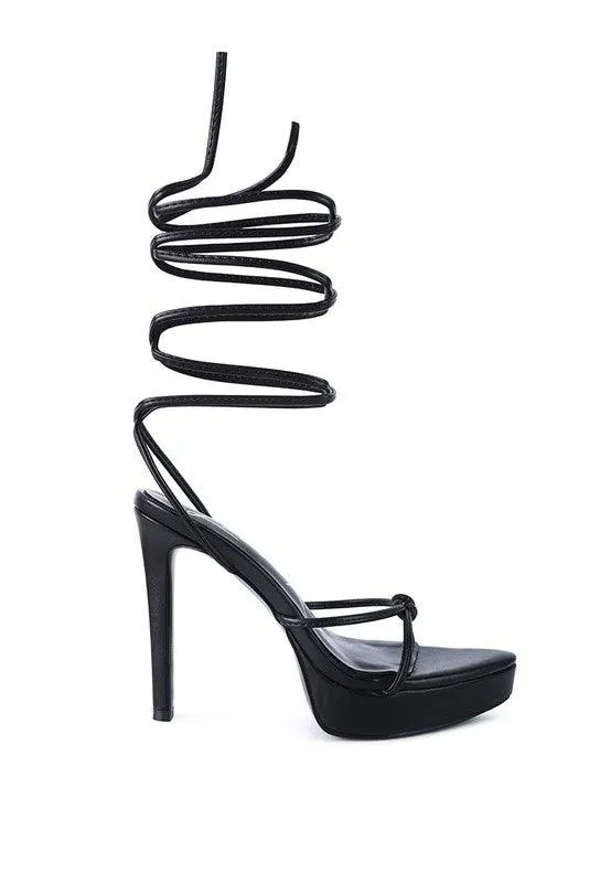 Bondage High Heel Lace Up Sandals by Blak Wardrob