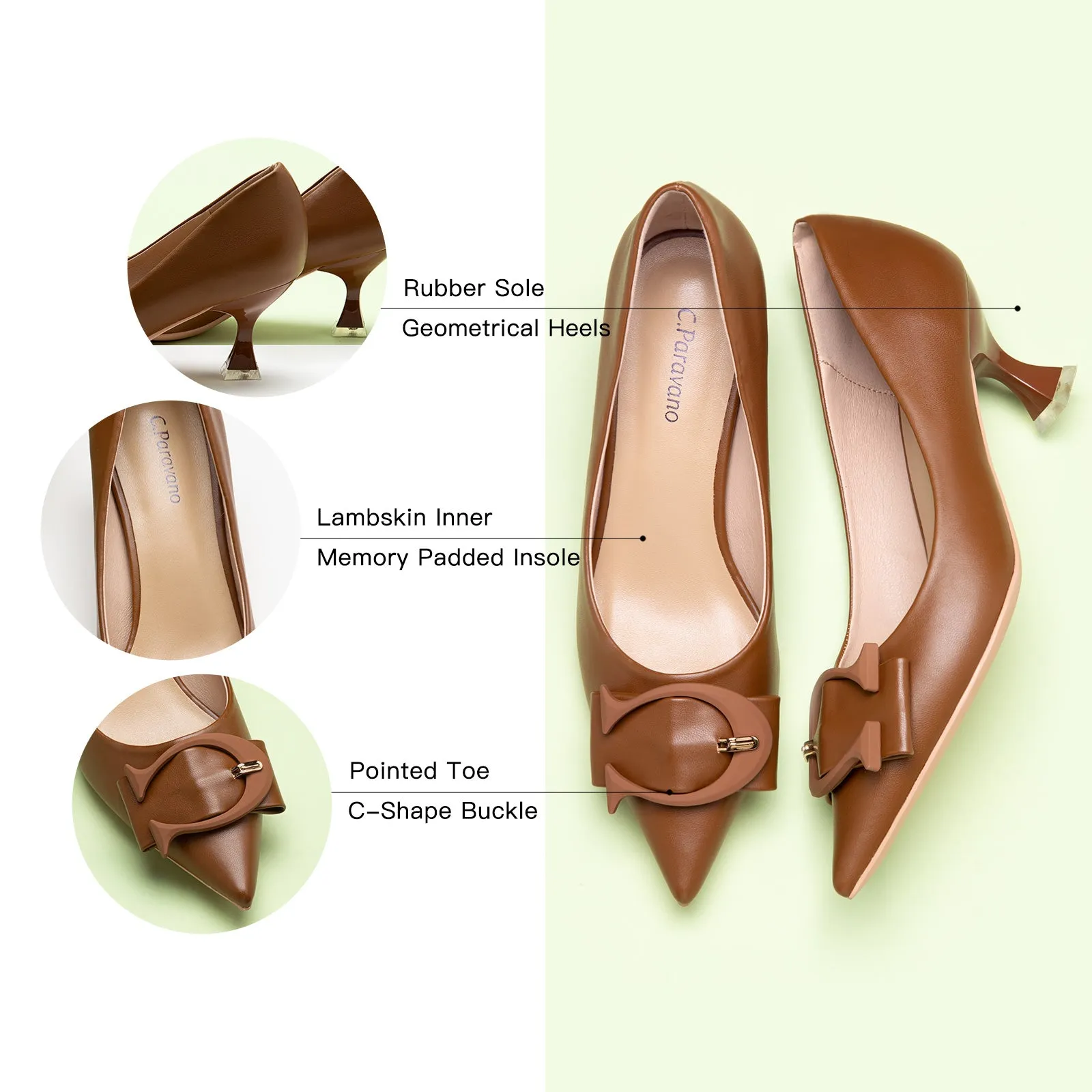 C Buckle Pumps (Olivia) Brown