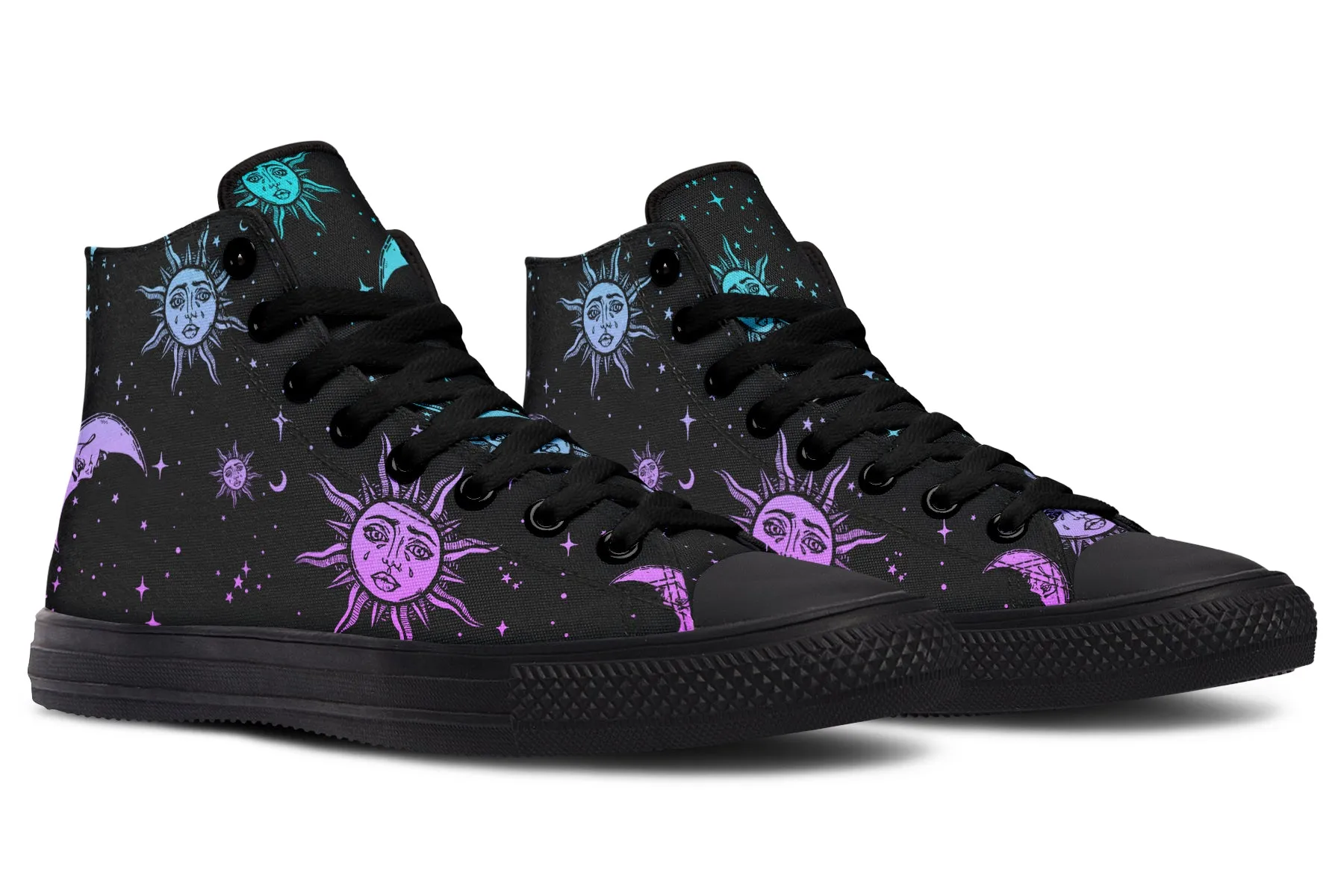 Celestial Pastel High Tops - Classic Premium Canvas Shoes with Comfortable and Durable Soles