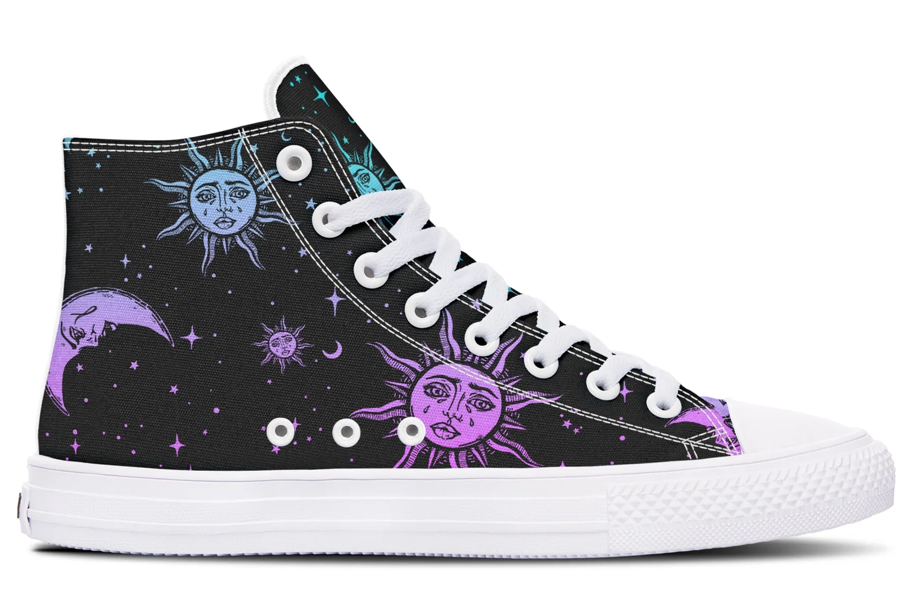 Celestial Pastel High Tops - Classic Premium Canvas Shoes with Comfortable and Durable Soles