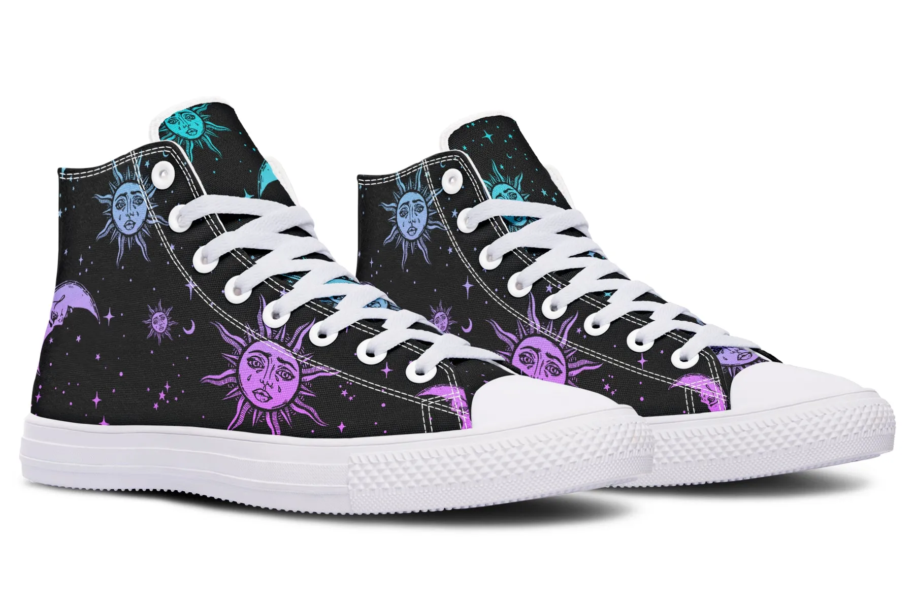 Celestial Pastel High Tops - Classic Premium Canvas Shoes with Comfortable and Durable Soles