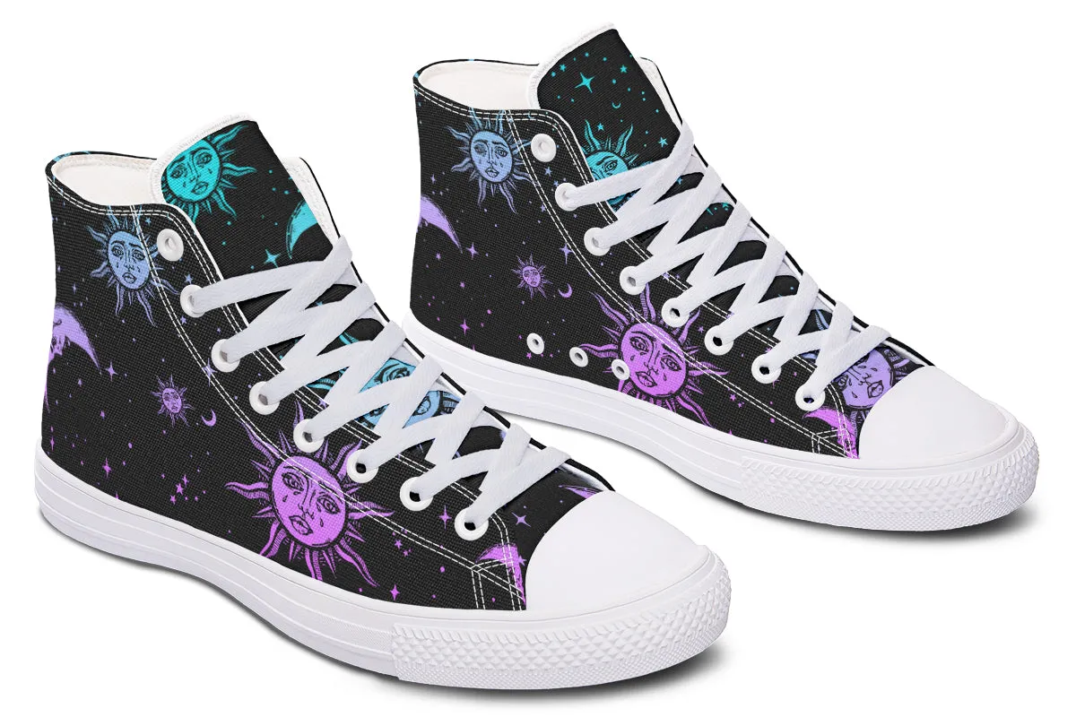 Celestial Pastel High Tops - Classic Premium Canvas Shoes with Comfortable and Durable Soles