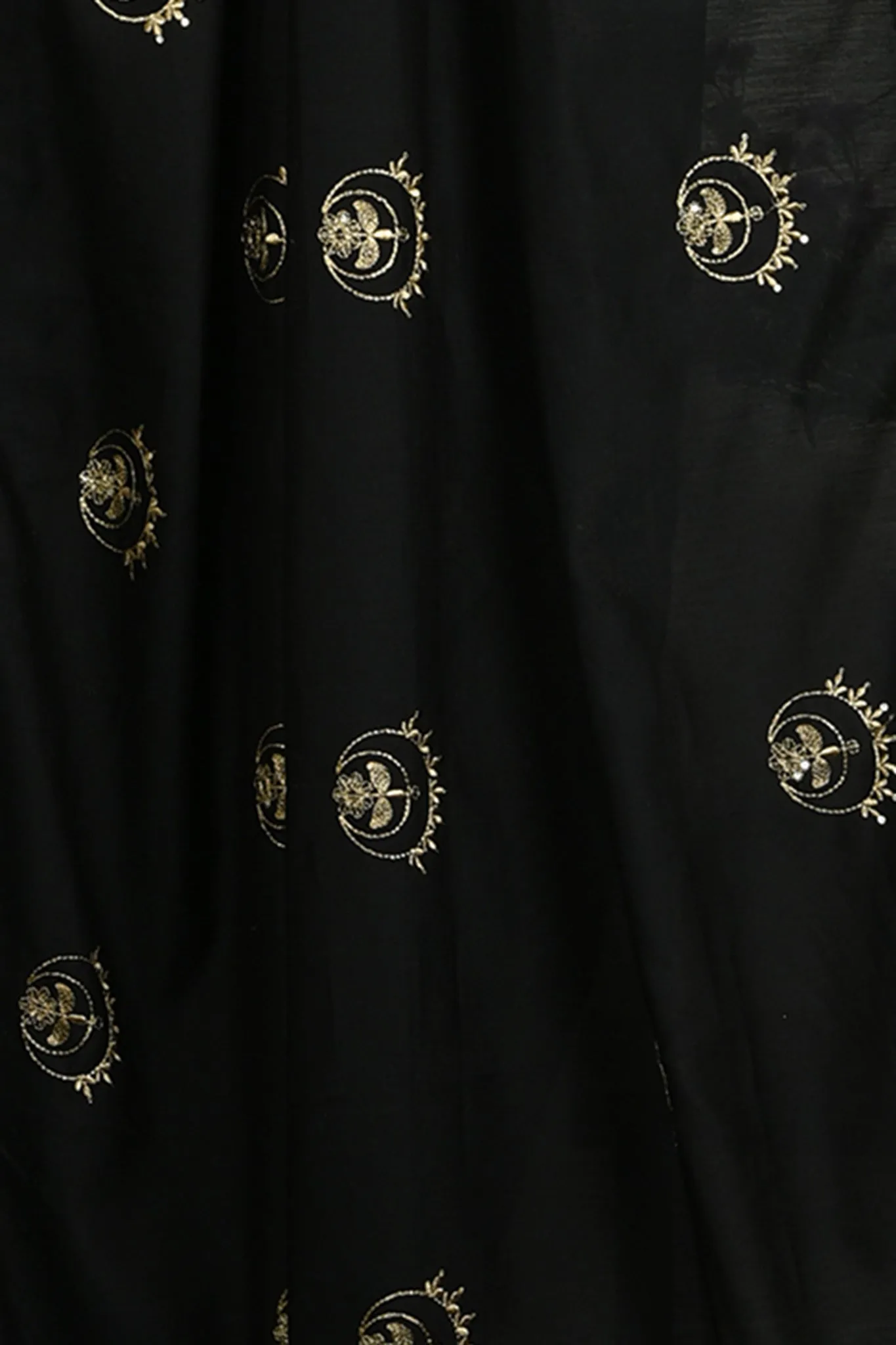 chanderi saree - midnight whisper & gold chandbalis