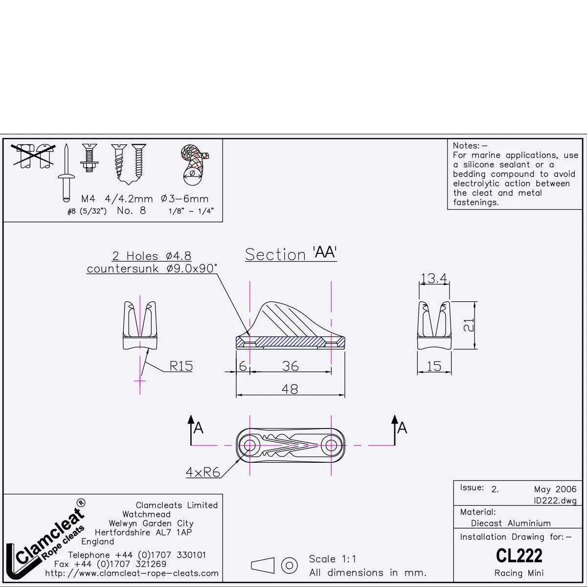 Clamcleat CL222 Racing Mini Cleat - CL222