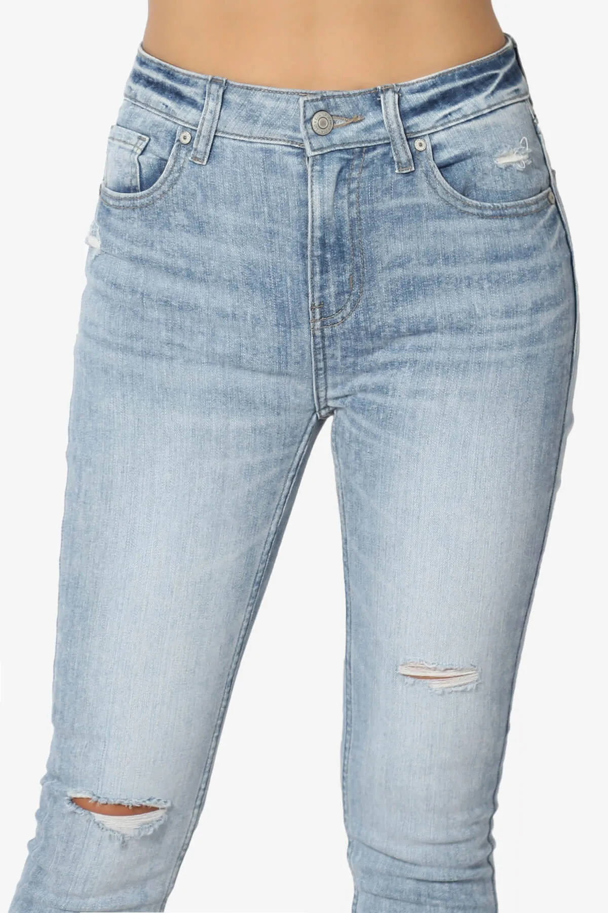 Clara Ripped High Rise Crop Skinny Jeans in Acid LT