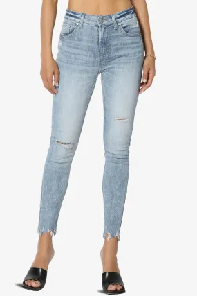 Clara Ripped High Rise Crop Skinny Jeans in Acid LT