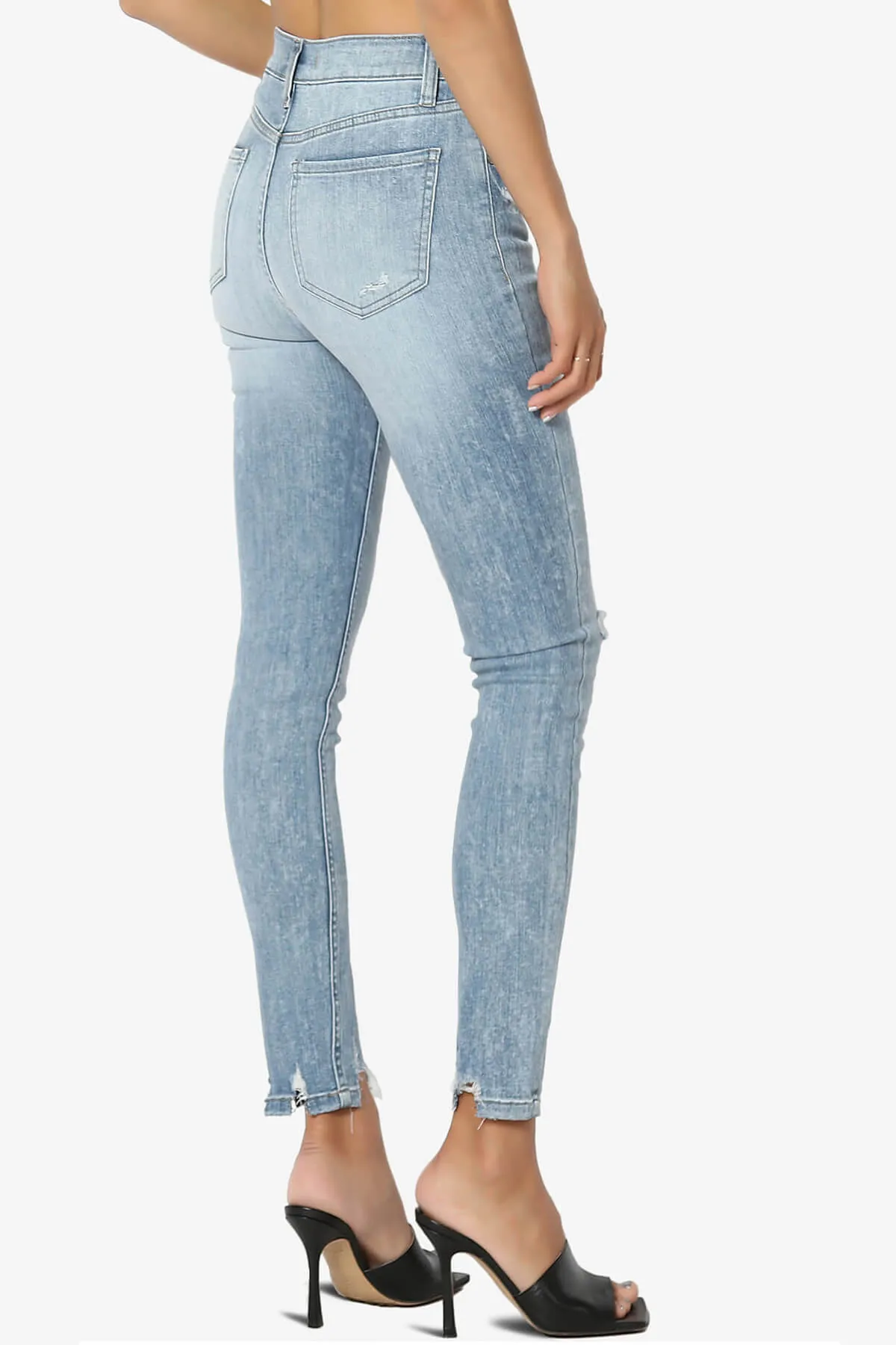 Clara Ripped High Rise Crop Skinny Jeans in Acid LT