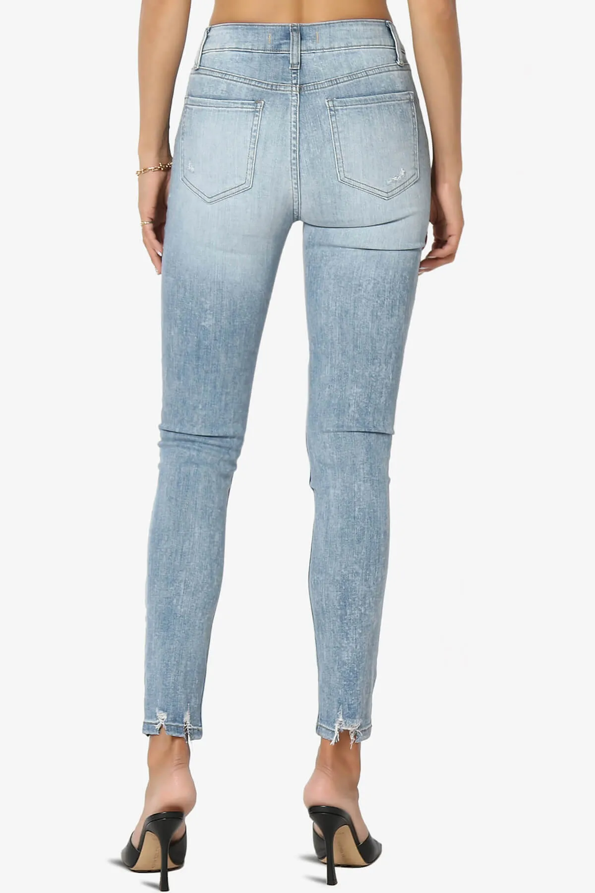 Clara Ripped High Rise Crop Skinny Jeans in Acid LT