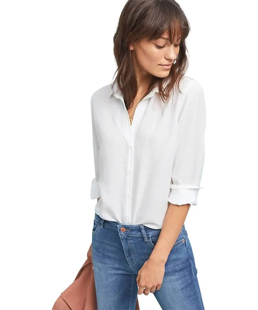 Classic Button Down Roll Up Sleeve White *RESTOCKED BESTSELLER*