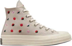 Converse Wmns Chuck 70 High Floral Embroidery Sneakers, Tan