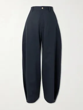 Cotton and silk-blend gabardine barrel-leg pants