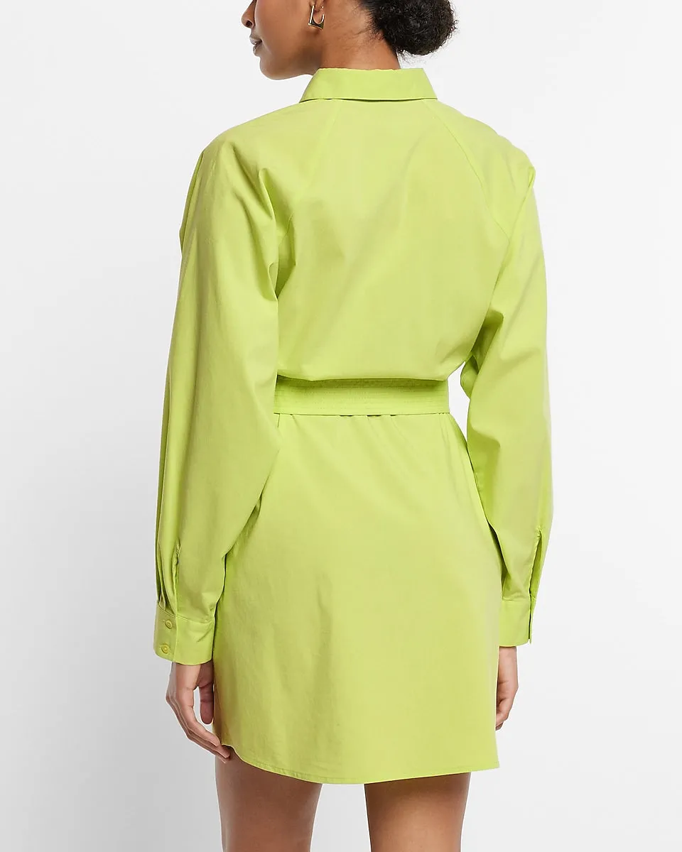 Cotton-Blend Boyfriend Portofino Shirt Dress in Lemon Yellow