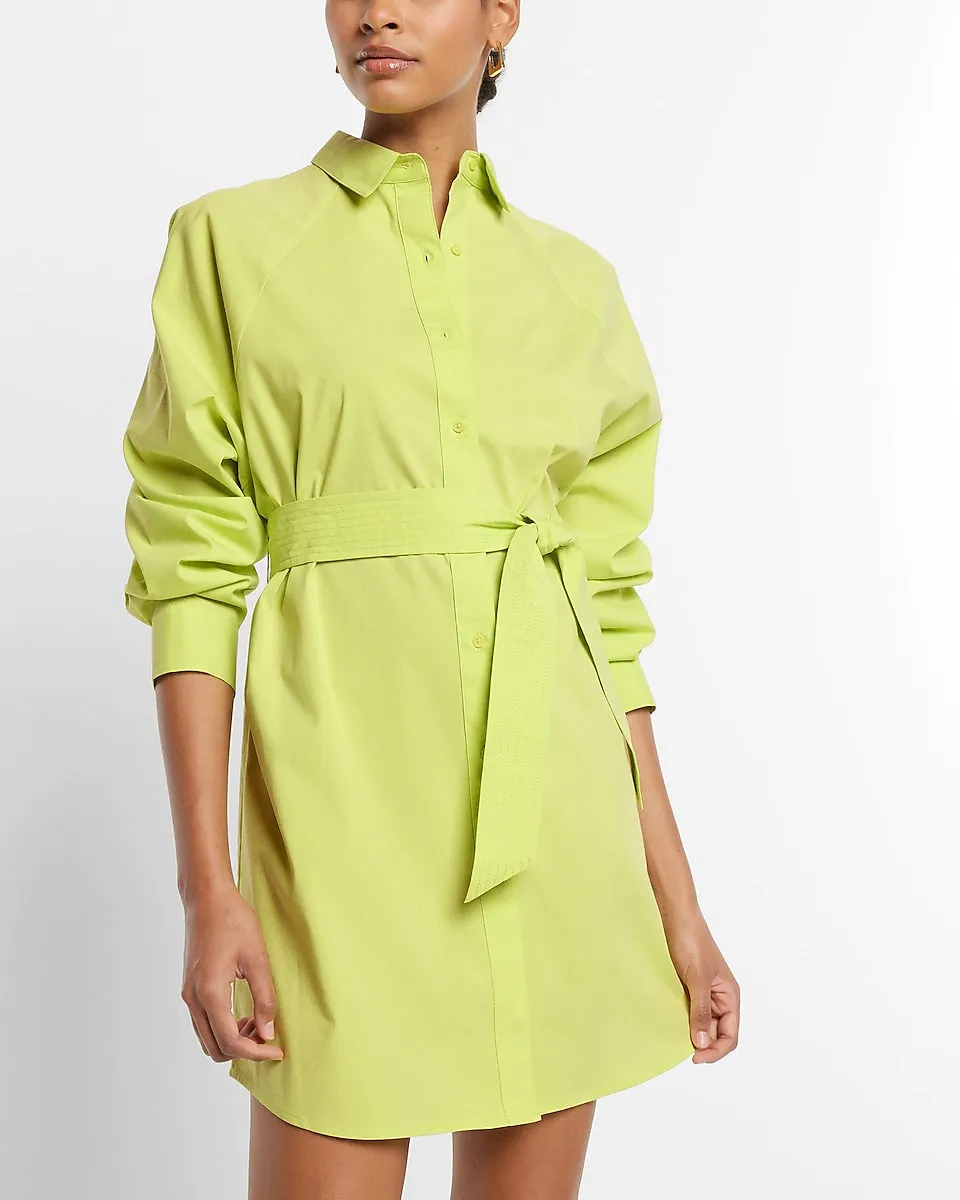 Cotton-Blend Boyfriend Portofino Shirt Dress in Lemon Yellow