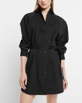 Cotton-Blend Boyfriend Portofino Shirt Dress in Pitch Black