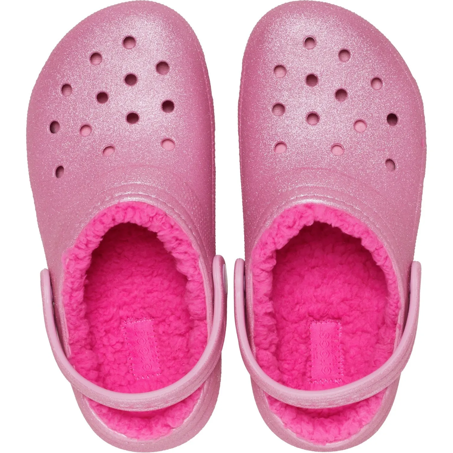 Crocs Pink Tweed Classic Lined Glitter Clog