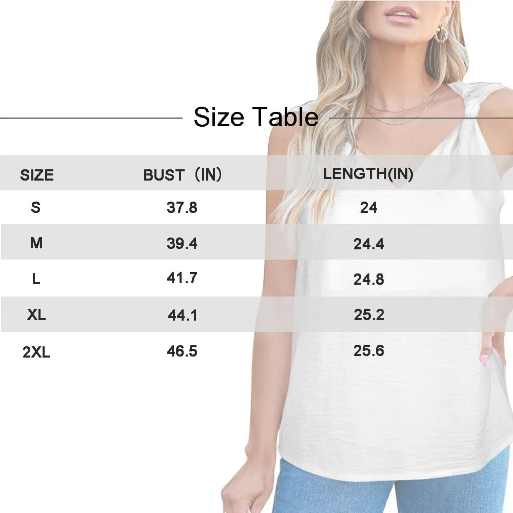 Custom Face Clouds Top Personalized V-Neck Knotted Sleeveless Tank Tops for Women