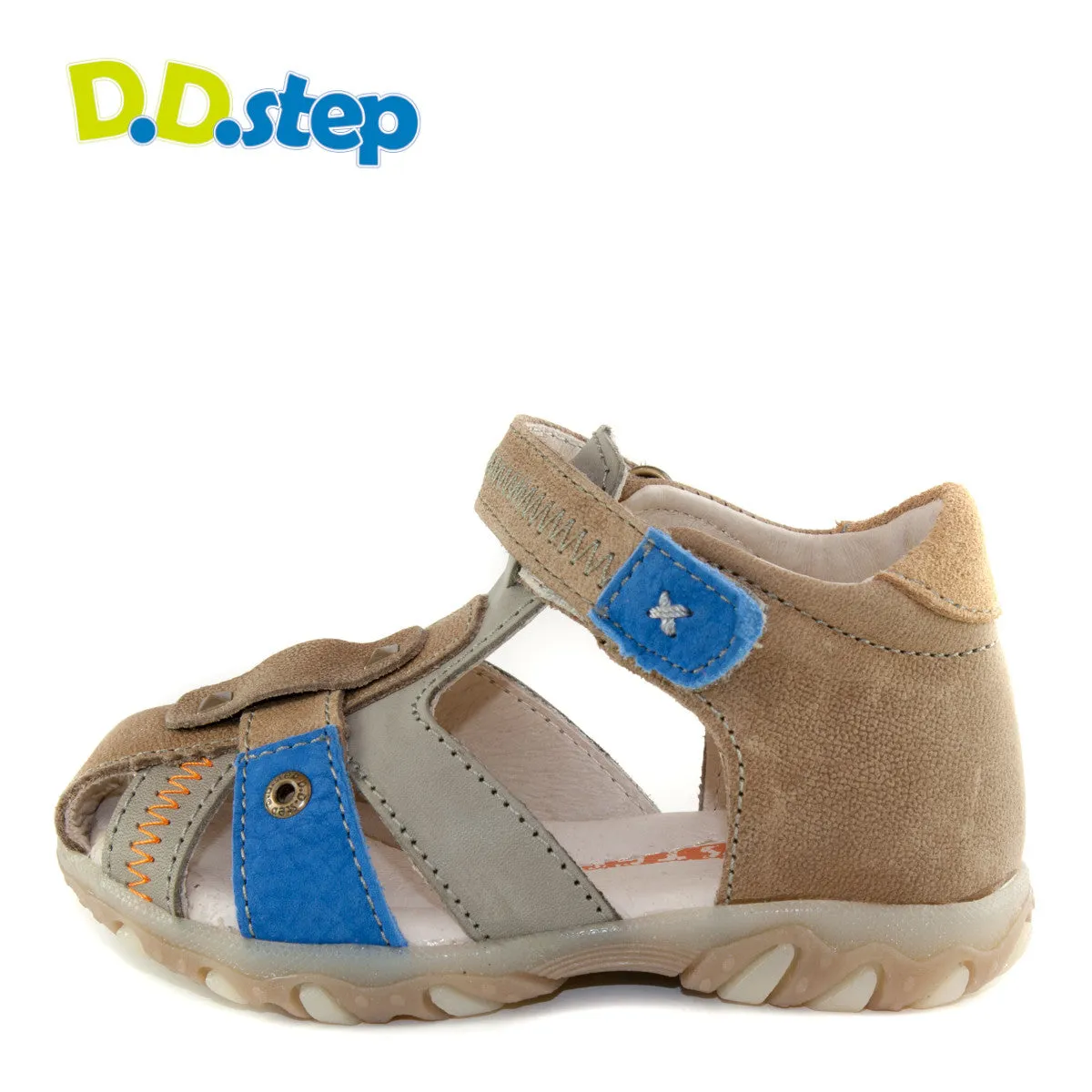 D.D. Step toddler boy sandals brown, grey and blue size US 4-8