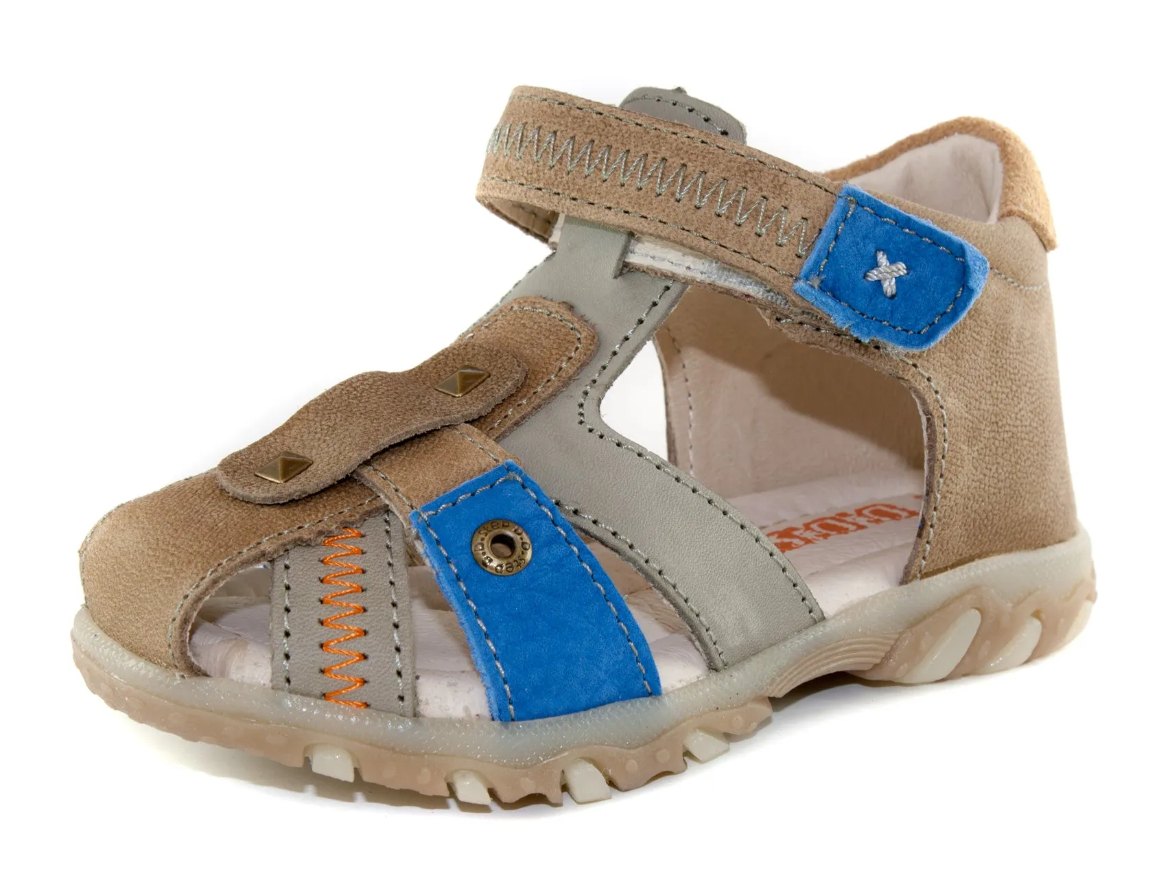 D.D. Step toddler boy sandals brown, grey and blue size US 4-8