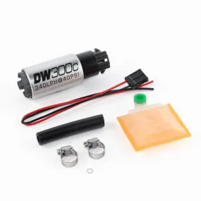 DeatschWerks 340lph DW300C Compact Fuel Pump w/ Universal Install Kit (w/ Mounting Clips)