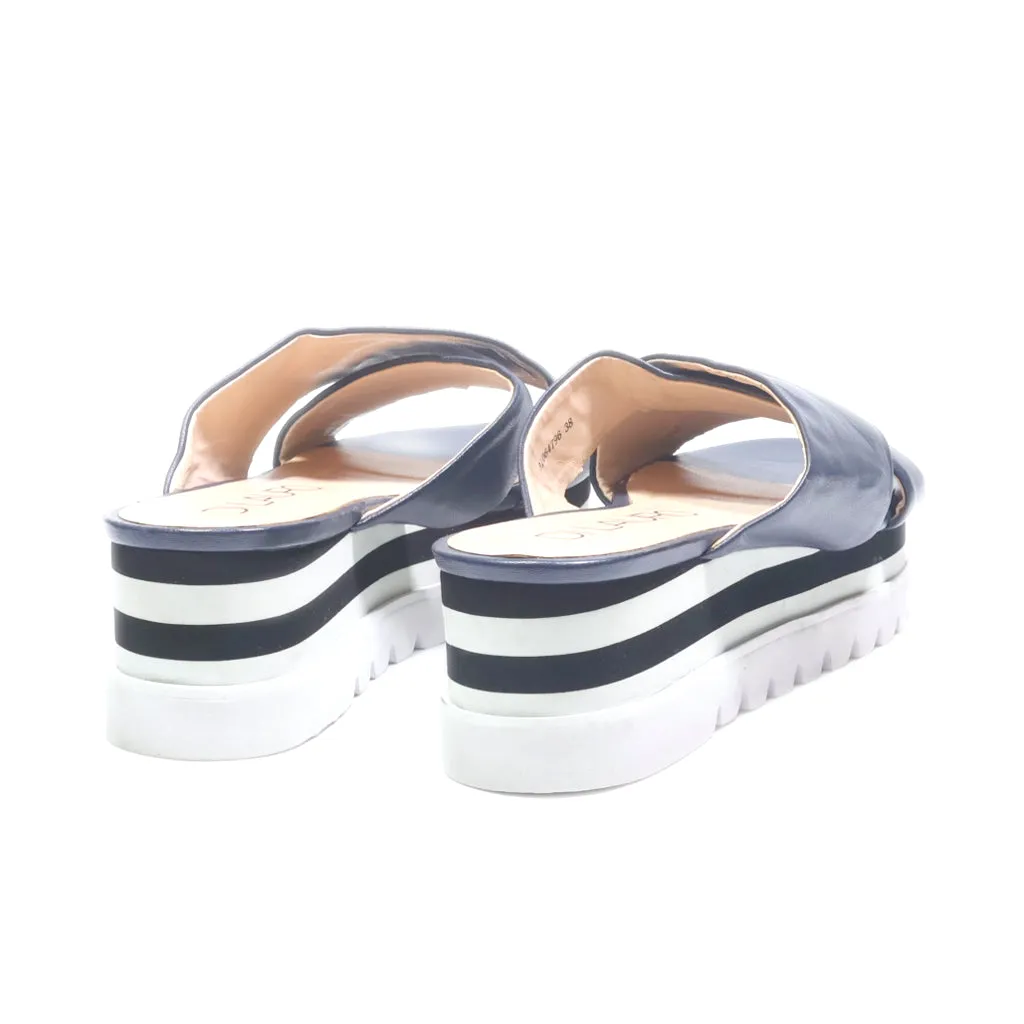 Di Lauro Wedge Sandals Leather Blue Colour For Women