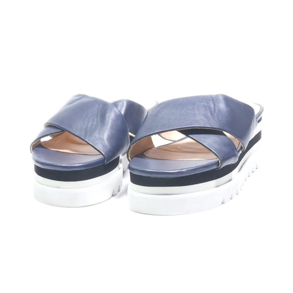 Di Lauro Wedge Sandals Leather Blue Colour For Women