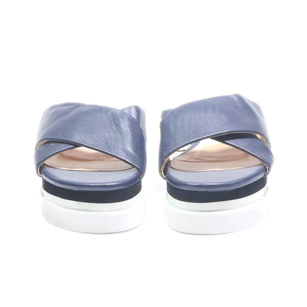 Di Lauro Wedge Sandals Leather Blue Colour For Women