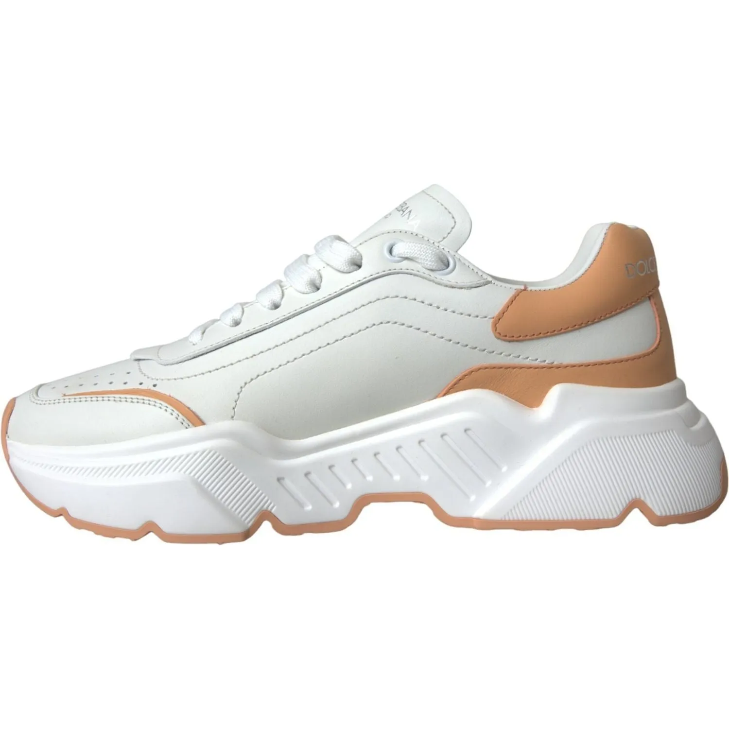 Dolce & Gabbana White Peach DAYMASTER Leather Sneakers Shoes