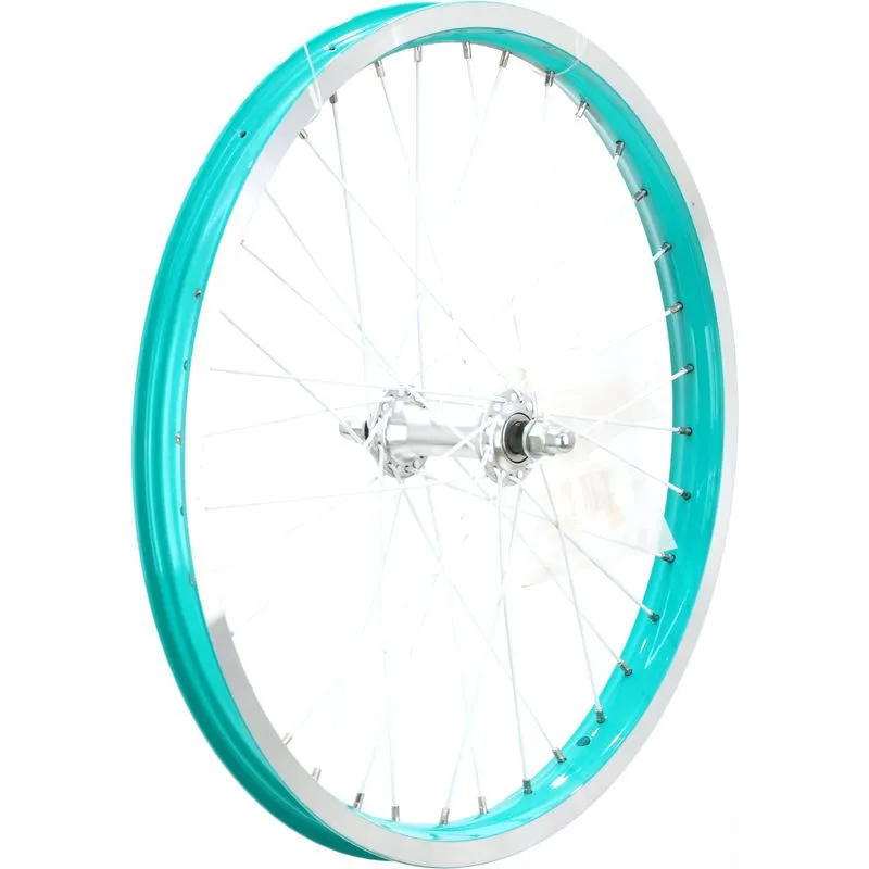 Electra Heartchya 20" Front Wheel, Clincher, Bolt-On, Schrader, Aluminum Green