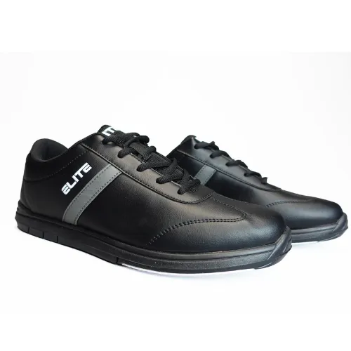 ELITE Men's Basic Black Athletic Lace Up Bowling Shoes with Universal Sliding Soles for Right or Left Handed Bowlers