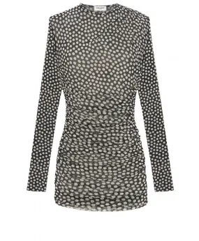 Eliza Polka-Dot Ruched Mini Dress