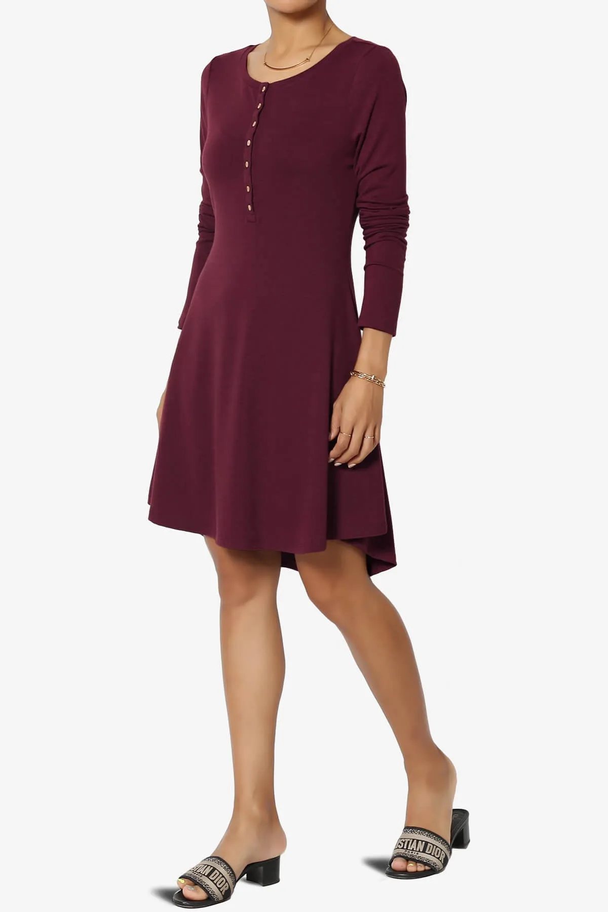 Elysia Long Sleeve Fit & Flare Jersey Dress