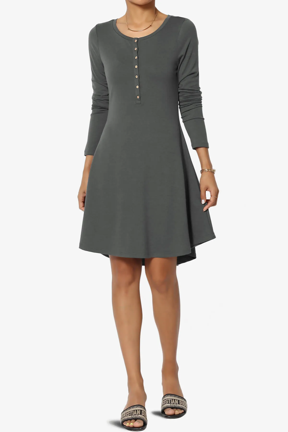 Elysia Long Sleeve Fit & Flare Jersey Dress