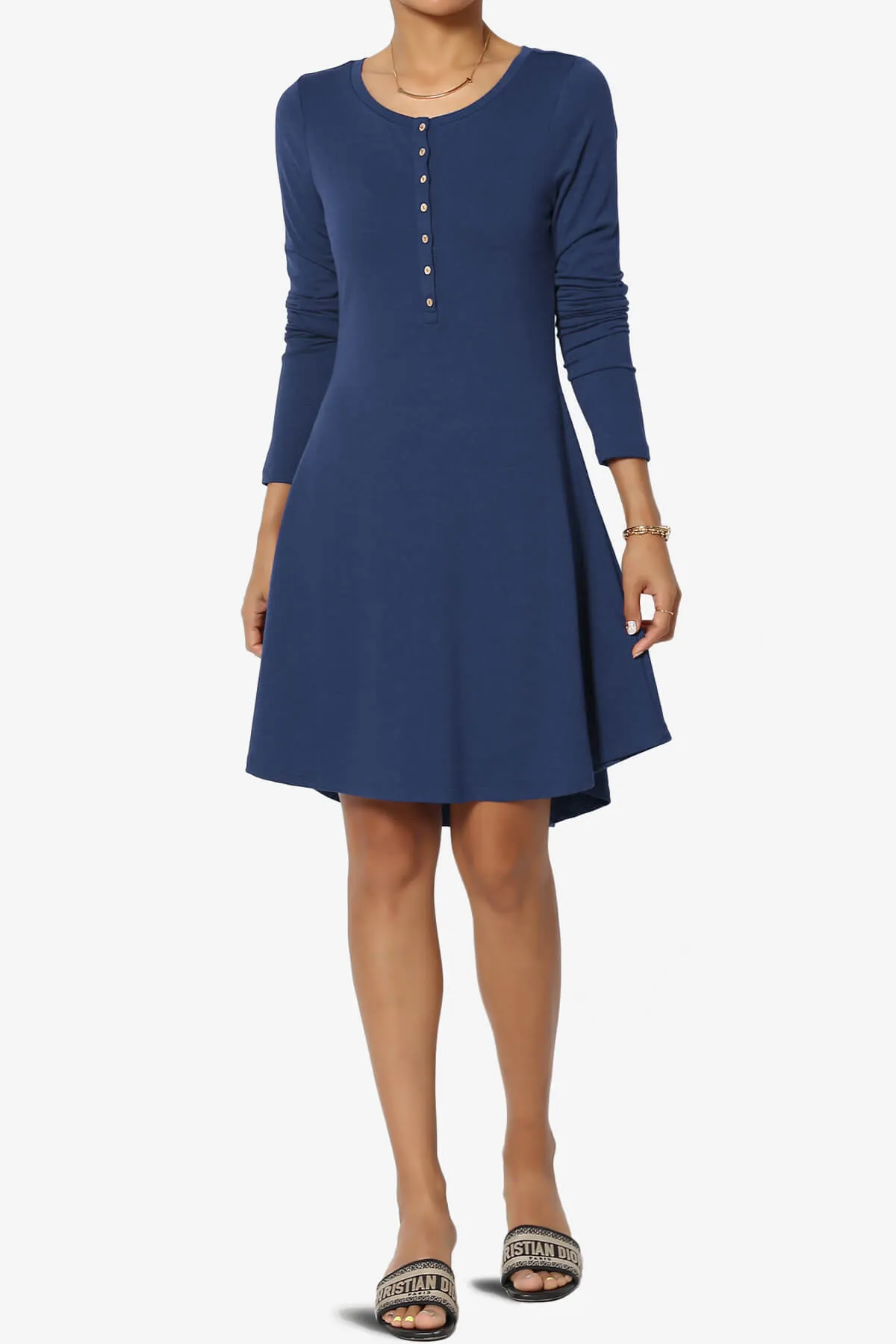 Elysia Long Sleeve Fit & Flare Jersey Dress