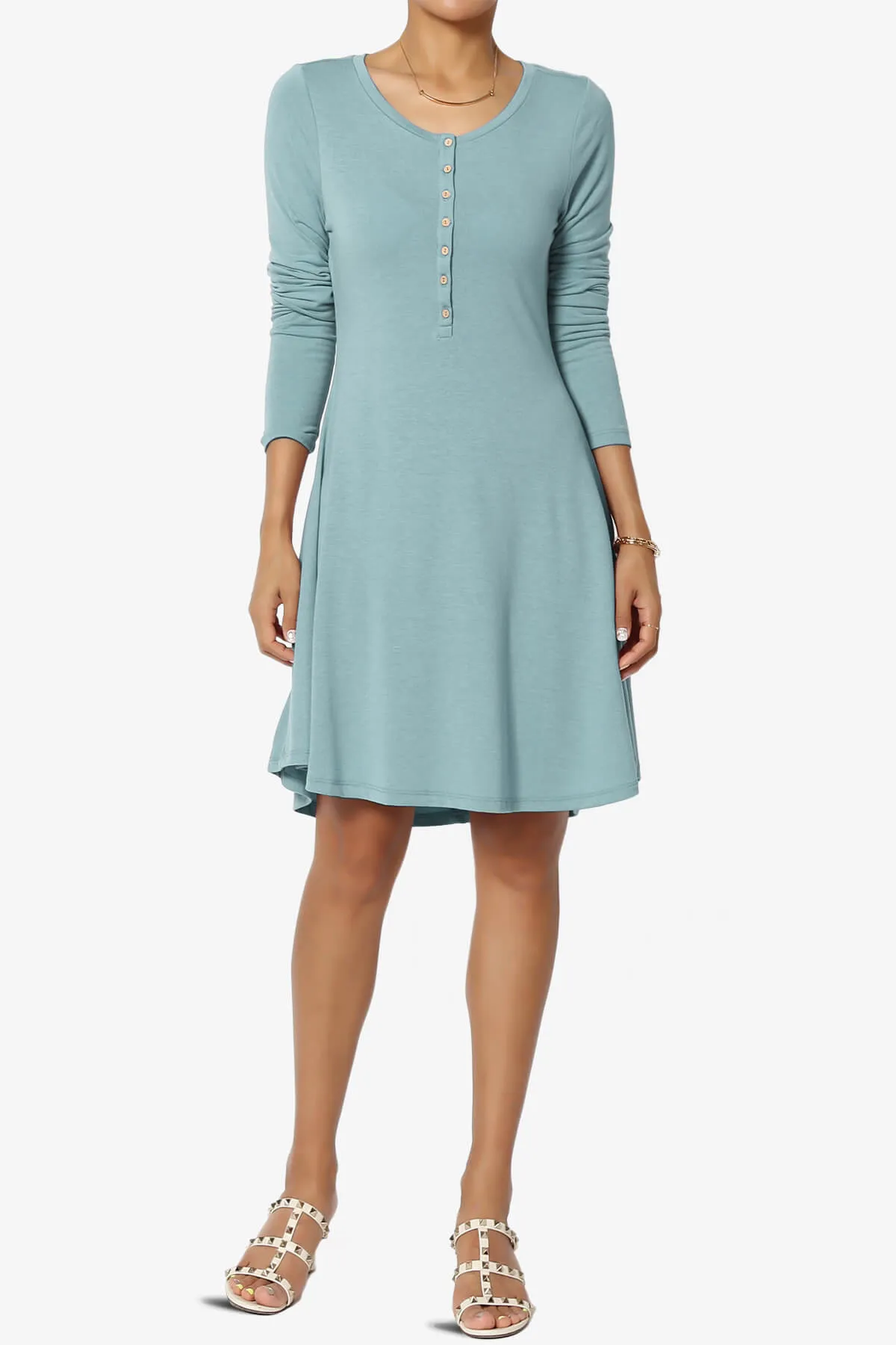 Elysia Long Sleeve Fit & Flare Jersey Dress