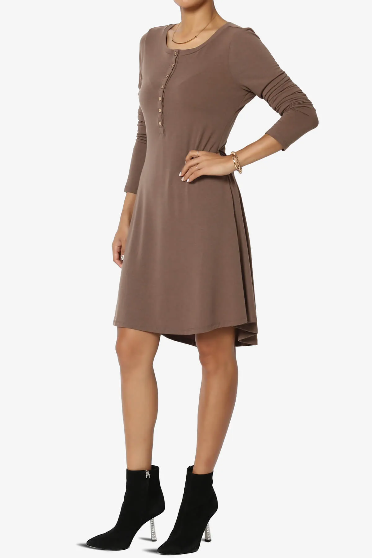 Elysia Long Sleeve Fit & Flare Jersey Dress