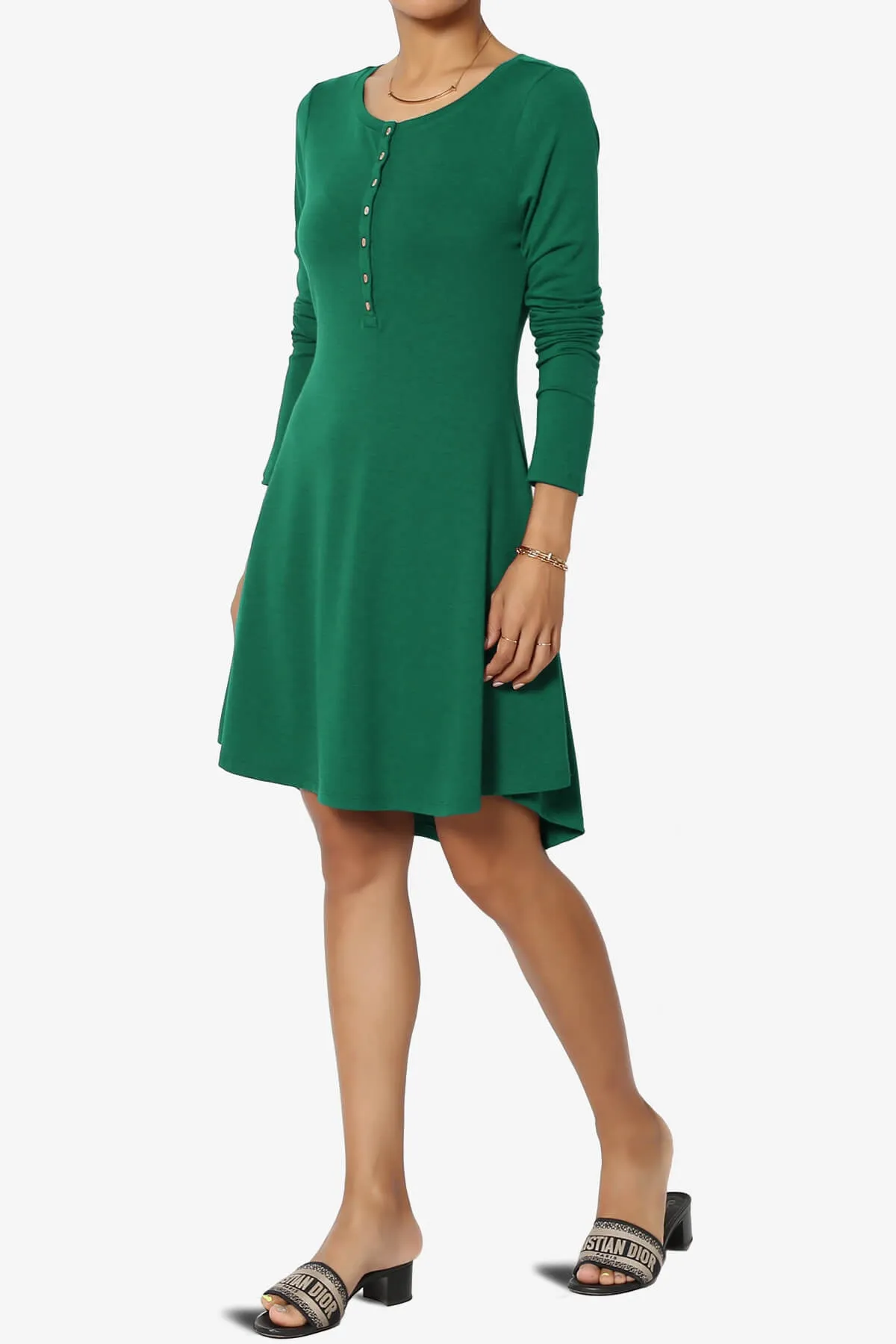 Elysia Long Sleeve Fit & Flare Jersey Dress