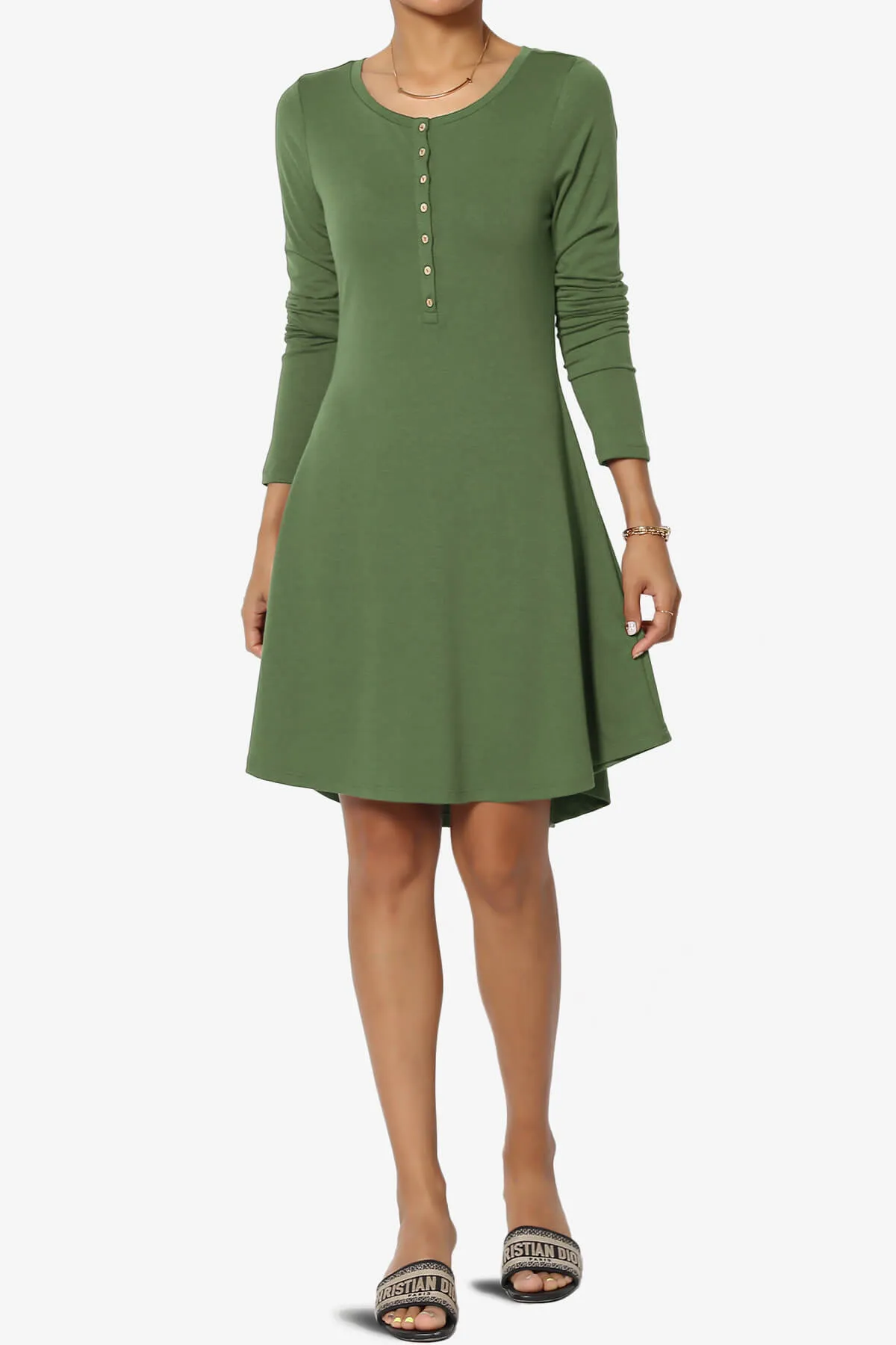 Elysia Long Sleeve Fit & Flare Jersey Dress