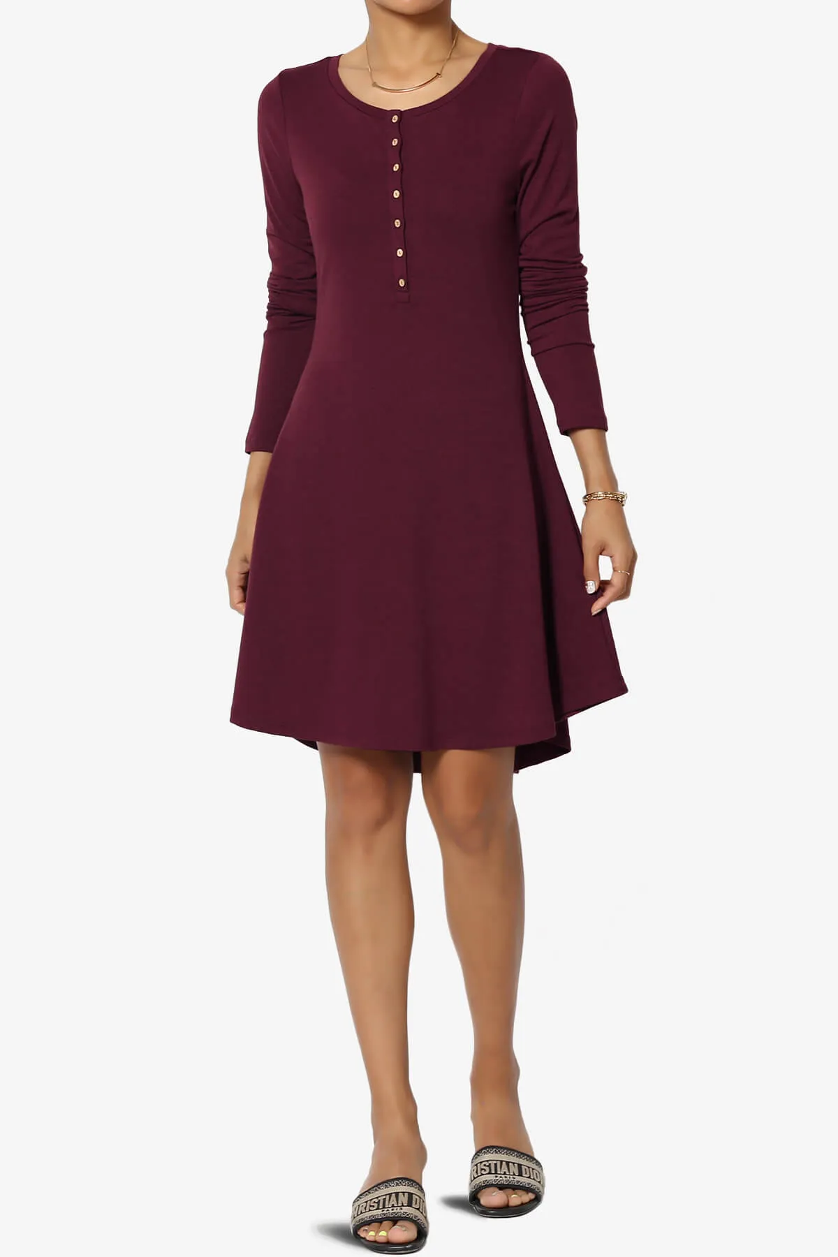 Elysia Long Sleeve Fit & Flare Jersey Dress