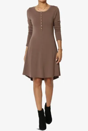 Elysia Long Sleeve Fit & Flare Jersey Dress