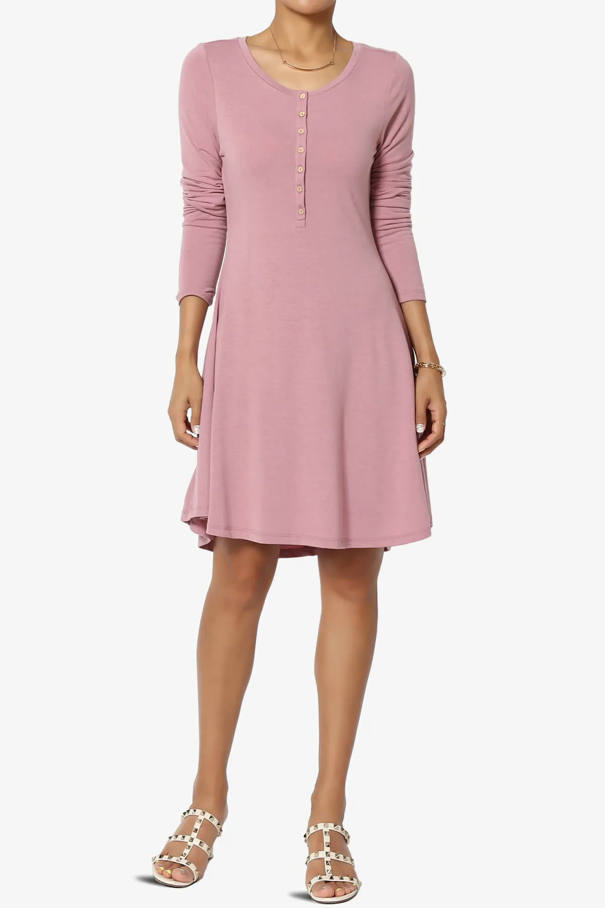 Elysia Long Sleeve Fit & Flare Jersey Dress